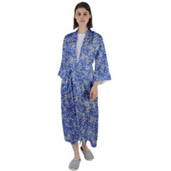 Uruguay Flag Motif Pattern Maxi Satin Kimono by dflcprintsclothing