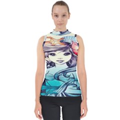 Beautifull Ariel Little Mermaid  Painting Mock Neck Shell Top by artworkshop