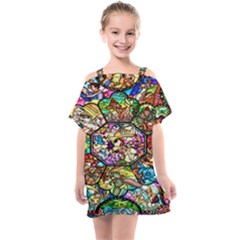 Character Disney Stained Kids  One Piece Chiffon Dress by artworkshop