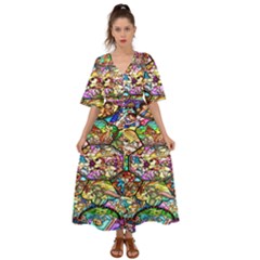 Character Disney Stained Kimono Sleeve Boho Dress by artworkshop
