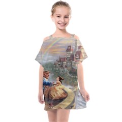 Beauty And The Beast Castle Kids  One Piece Chiffon Dress by artworkshop