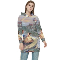 Beauty And The Beast Castle Women s Long Oversized Pullover Hoodie by artworkshop