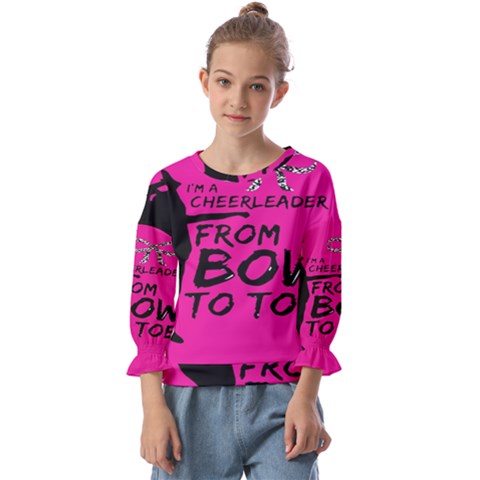 Bow To Toe Cheer Kids  Cuff Sleeve Top by artworkshop