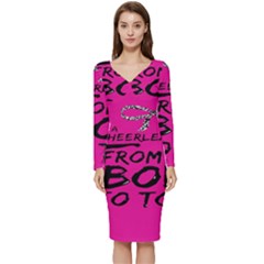 Bow To Toe Cheer Long Sleeve V-neck Bodycon Dress  by artworkshop