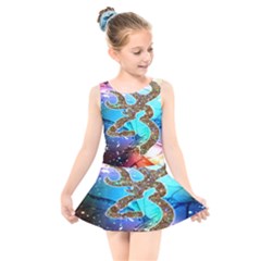 Browning Deer Glitter Galaxy Kids  Skater Dress Swimsuit by artworkshop