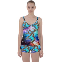 Browning Deer Glitter Galaxy Tie Front Two Piece Tankini by artworkshop