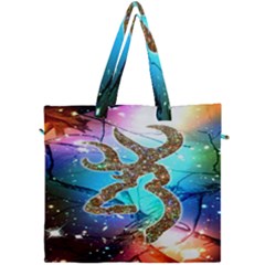 Browning Deer Glitter Galaxy Canvas Travel Bag by artworkshop