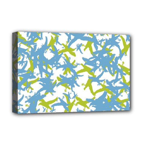 Birds Silhouette Motif Random Pattern Deluxe Canvas 18  X 12  (stretched) by dflcprintsclothing