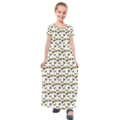 Moths Photos Motif Pattern Kids  Short Sleeve Maxi Dress by dflcprintsclothing