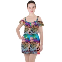 Bubbles Trailer Park Boys Ruffle Cut Out Chiffon Playsuit by artworkshop