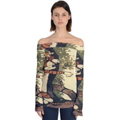 Calvin And Hobbes Off Shoulder Long Sleeve Top by artworkshop