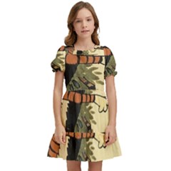 Calvin And Hobbes Kids  Puff Sleeved Dress by artworkshop