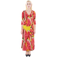 Watermelon Quarter Sleeve Wrap Maxi Dress by artworkshop