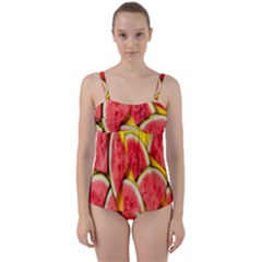 Watermelon Twist Front Tankini Set by artworkshop