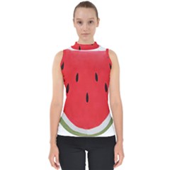 Watermelon Pillow Fluffy Mock Neck Shell Top by artworkshop