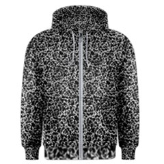 Dark Black And White Floral Pattern Men s Zipper Hoodie by dflcprintsclothing