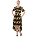 Flowers Pattern Front Wrap High Low Dress View1