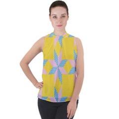 Geometry Mock Neck Chiffon Sleeveless Top by Sparkle