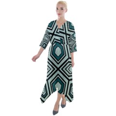 Abstract Pattern Geometric Backgrounds Quarter Sleeve Wrap Front Maxi Dress by Eskimos