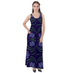 Folk Flowers Print Floral Pattern Ethnic Art Sleeveless Velour Maxi Dress by Eskimos