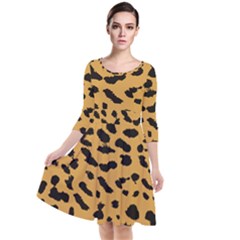 Animal Print - Leopard Jaguar Dots Quarter Sleeve Waist Band Dress by ConteMonfrey