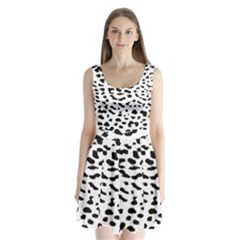 Black And White Leopard Dots Jaguar Split Back Mini Dress  by ConteMonfrey