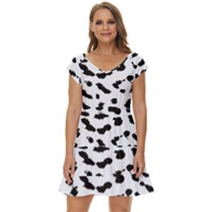 Black And White Leopard Dots Jaguar Short Sleeve Tiered Mini Dress by ConteMonfrey