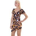 Leopard Jaguar dots Short Sleeve Asymmetric Mini Dress View1