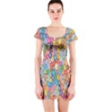 Floral Flowers Short Sleeve Bodycon Dress View1