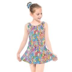 Floral Flowers Kids  Skater Dress Swimsuit by artworkshop