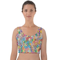 Floral Flowers Velvet Crop Top by artworkshop