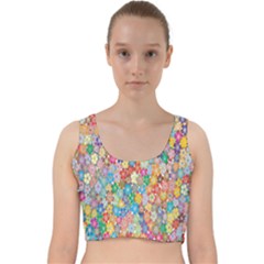 Floral Flowers Velvet Racer Back Crop Top by artworkshop