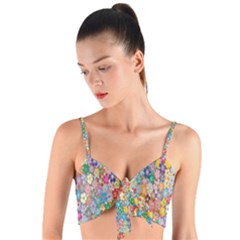 Floral Flowers Woven Tie Front Bralet by artworkshop