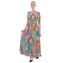 Floral Flowers Half Sleeves Maxi Dress by artworkshop