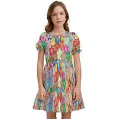 Floral Flowers Kids  Puff Sleeved Dress by artworkshop