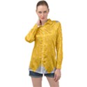 Hexagons Yellow Honeycomb Hive Bee Hive Pattern Long Sleeve Satin Shirt View1