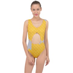 Hexagons Yellow Honeycomb Hive Bee Hive Pattern Center Cut Out Swimsuit by artworkshop