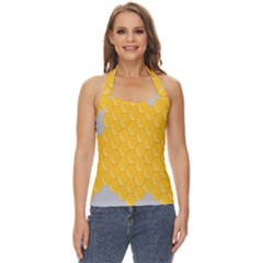 Hexagons Yellow Honeycomb Hive Bee Hive Pattern Basic Halter Top by artworkshop