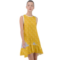 Hexagons Yellow Honeycomb Hive Bee Hive Pattern Frill Swing Dress by artworkshop