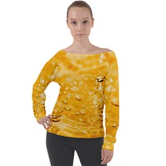 Water Off Shoulder Long Sleeve Velour Top by artworkshop