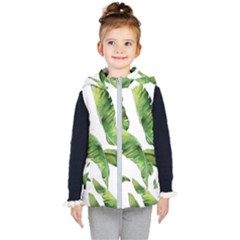 Sheets Tropical Plant Palm Summer Exotic Kids  Hooded Puffer Vest by artworkshop