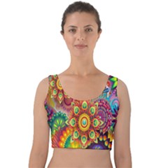 Mandalas Colorful Abstract Ornamental Velvet Crop Top by artworkshop