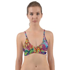 Mandalas Colorful Abstract Ornamental Wrap Around Bikini Top by artworkshop