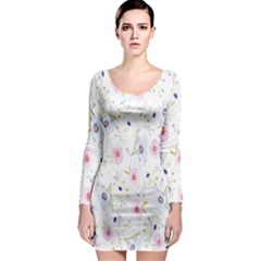 Pattern Flowers Long Sleeve Bodycon Dress by artworkshop