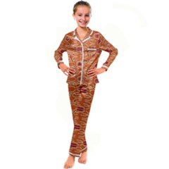 Abstract Pattern Geometric Backgrounds  Kid s Satin Long Sleeve Pajamas Set by Eskimos