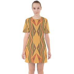 Abstract Pattern Geometric Backgrounds  Sixties Short Sleeve Mini Dress by Eskimos