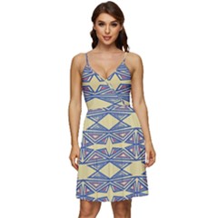 Abstract Pattern Geometric Backgrounds  V-neck Pocket Summer Dress  by Eskimos