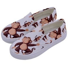 Monkey-seamless-pattern Kids  Canvas Slip Ons by Jancukart