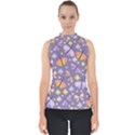 Vector-seamless-pattern-with-butterflies-beetles Mock Neck Shell Top View1