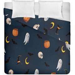 Halloween Ghost Pumpkin Bat Skull Duvet Cover Double Side (king Size) by artworkshop